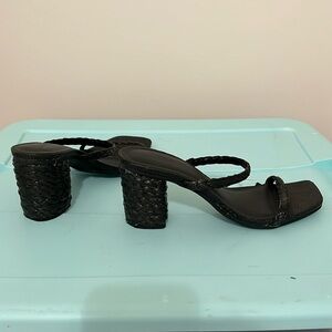 Woven black wedge heels